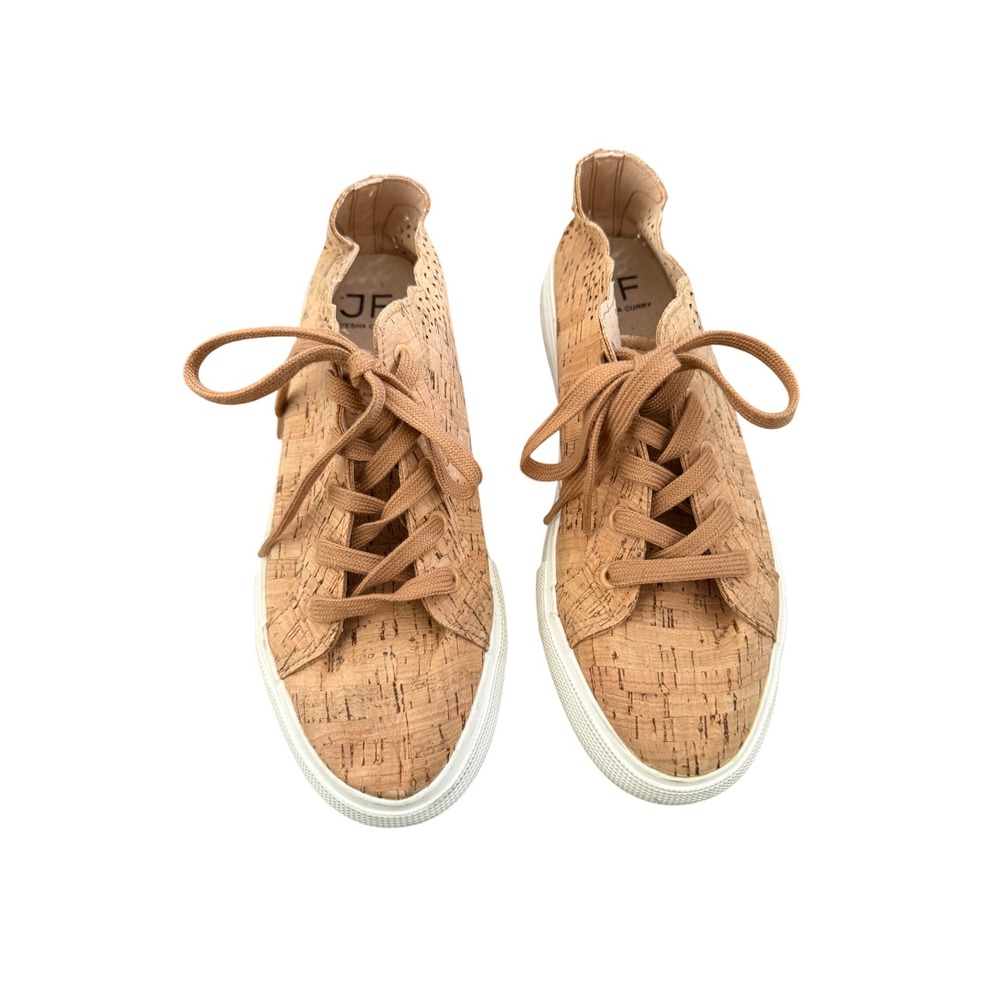 JustFab x Ayesha Curry Jordan Eyelet Sneakers Size 11 Cork Low Top Lace Up